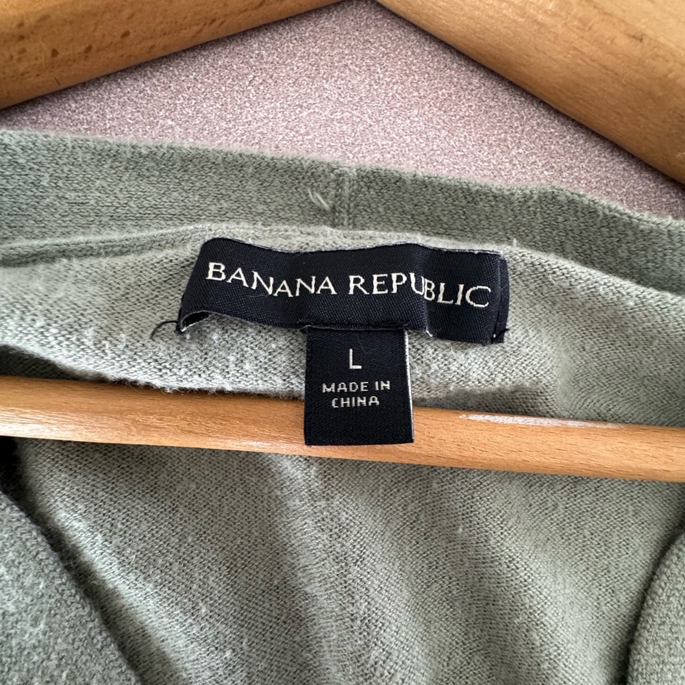 Olive Green V-Neck Cardigan - Picture 3 of 4